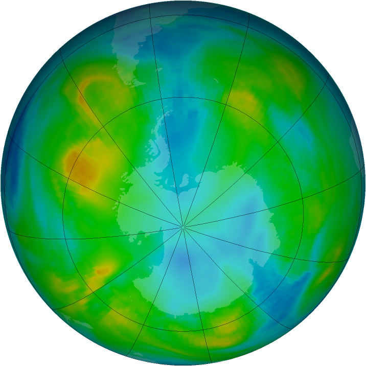 Antarctic ozone map for 14 May 1981